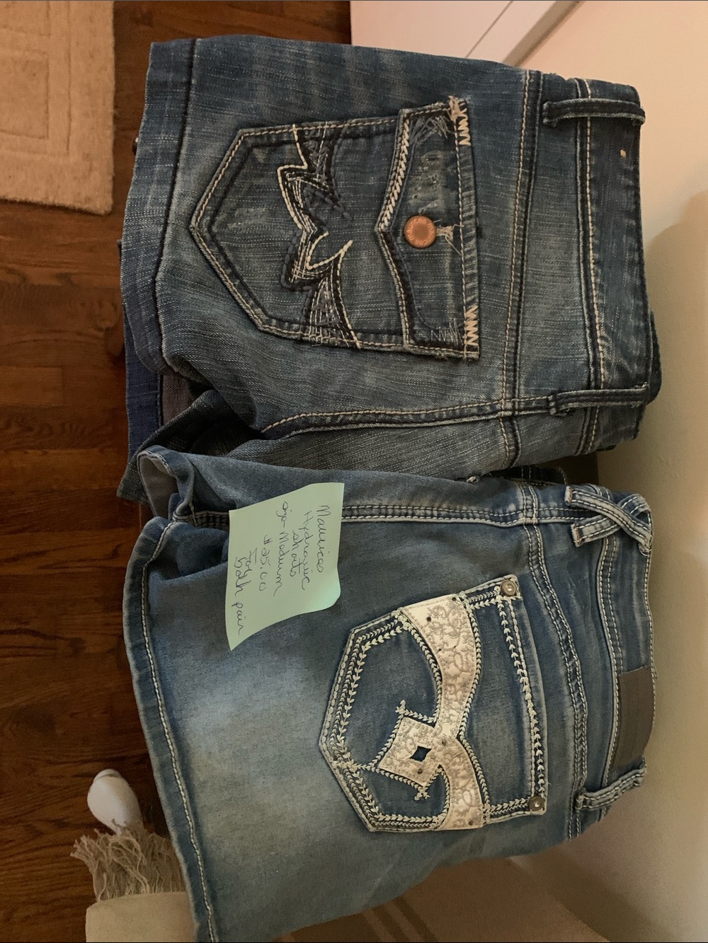 Maurices Blue Boot Cut Jeans Duo with Embroidered Pockets